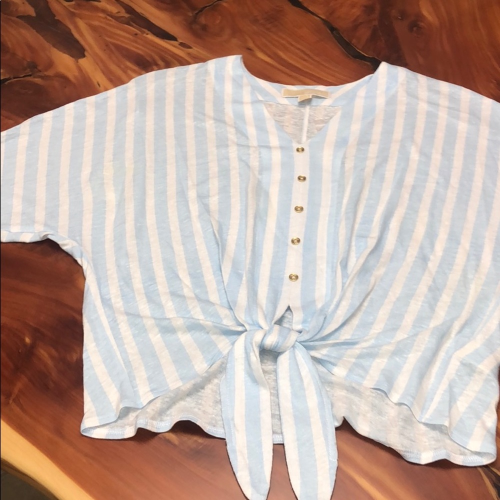 MICHAEL KORS New! Petite Striped Tie-Front Top - Picture 4 of 9